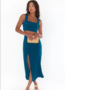 Show me your Mumu 2 pc set Cecilia Midi skirt and Ansley Crop Top Jade